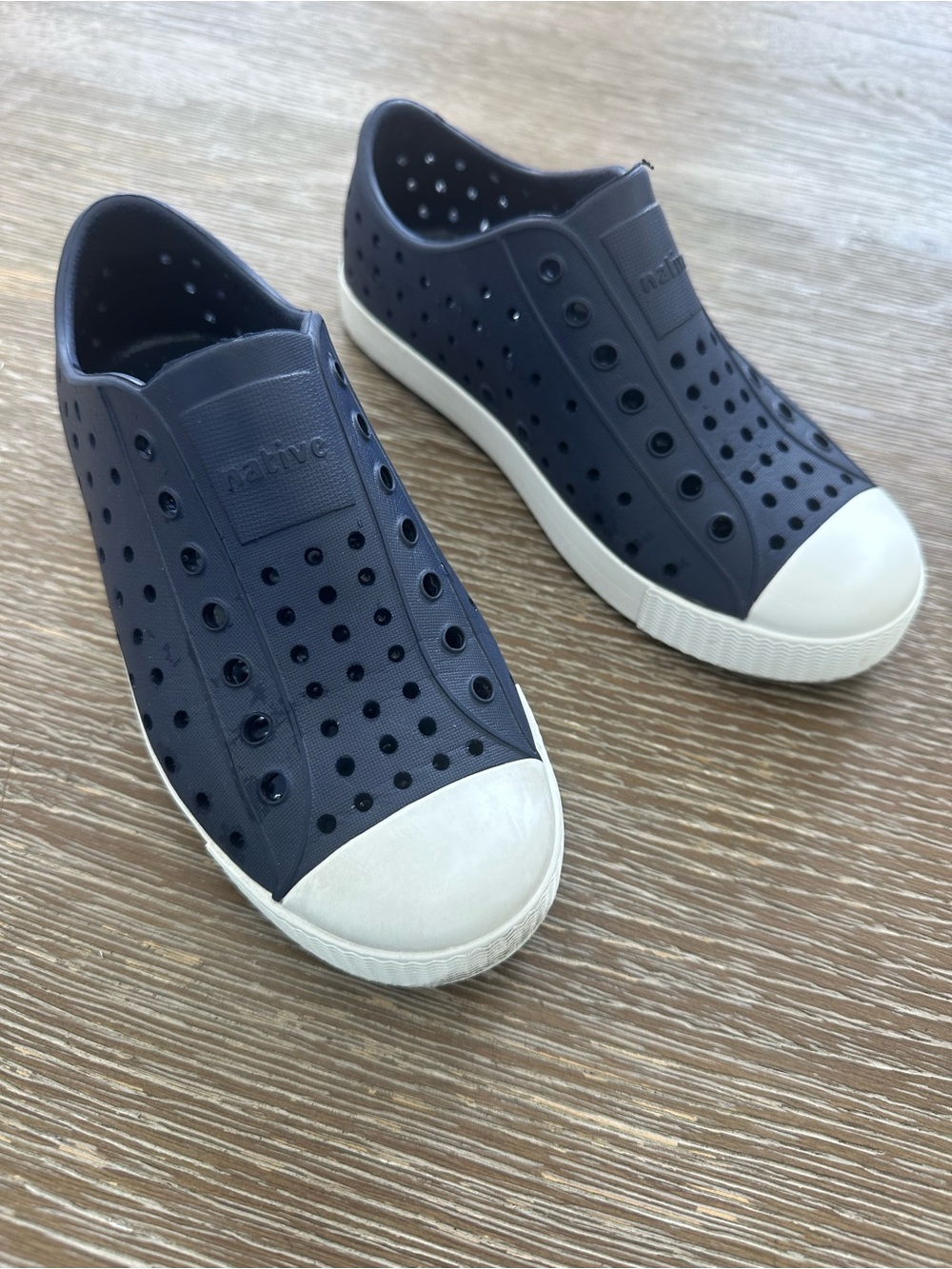 Native Slip-On Sneakers in Navy with White Toe - Size 1